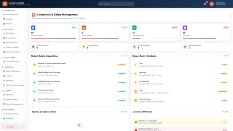 Compliance Dashboard - Safety inspections, incident management, and regulatory compliance tracking